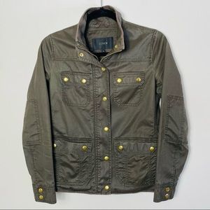 J. Crew Downtown Field Jacket Waxed Green Cotton